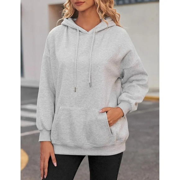 Zeagoo Womens Oversize Hoodies Pullover Sweatshirts Winter  Coat - Light Gray - Picture 5 of 6